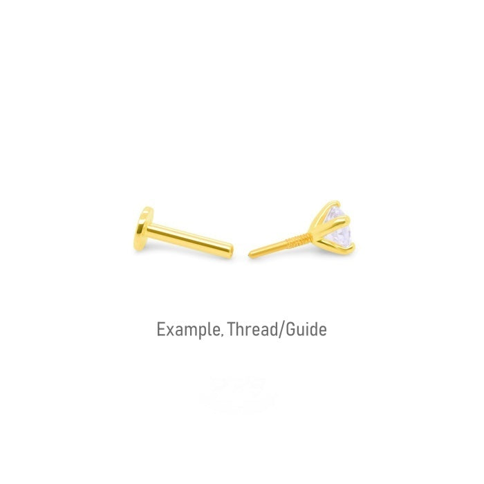 14K Gold- 18g Plain Convex Star Labret