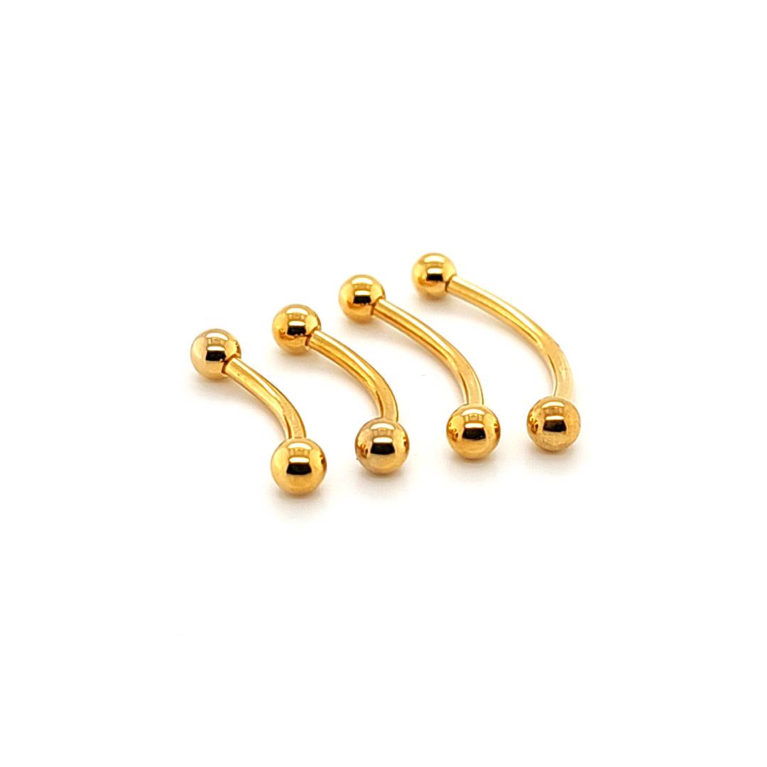 14G Eyebrow, Long Shaft-Gold Steel