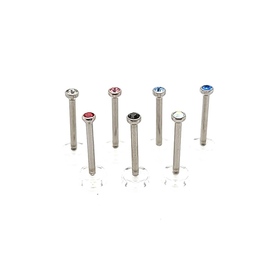 16G Labret, Clear Back Jeweled-316L S. Steel