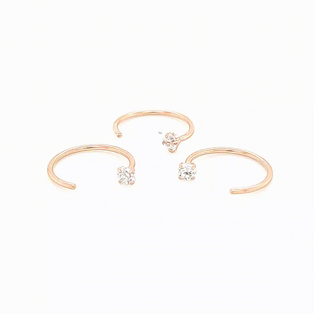 20G Hoop, 1 CZ Set Flexible Hoop-Gold & Rose Gold