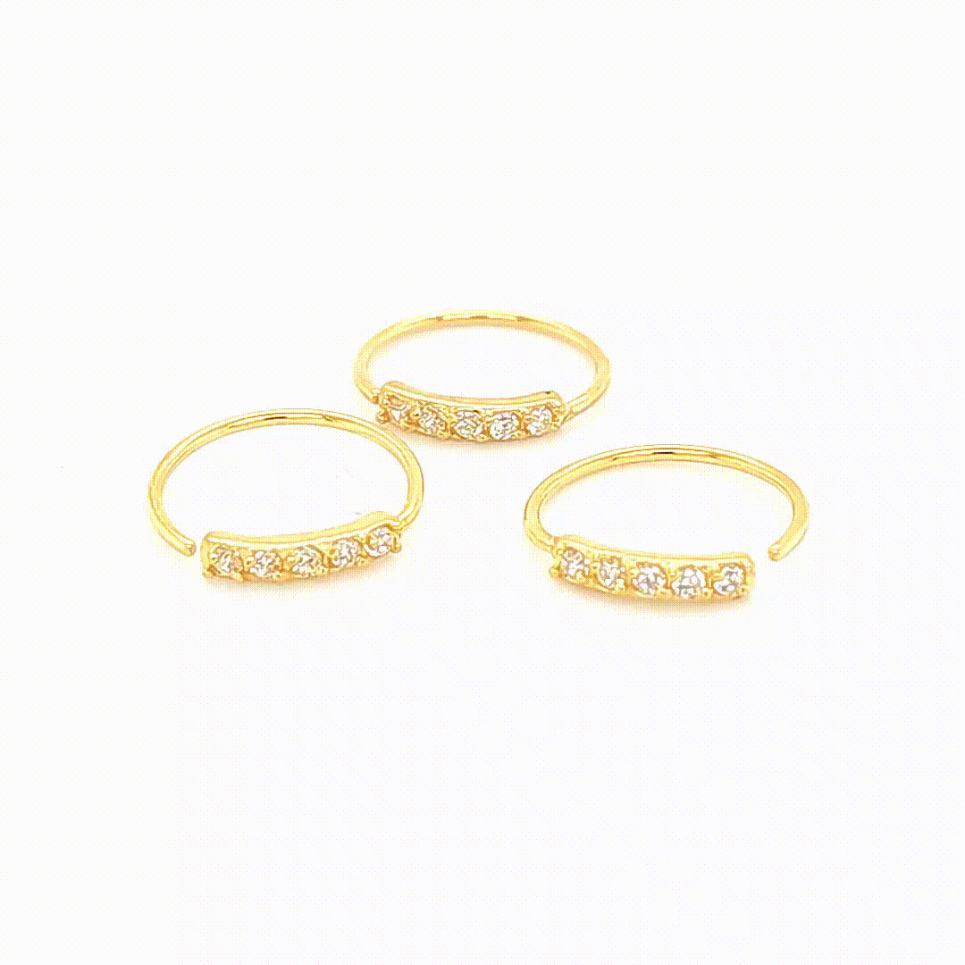 20G Nose Hoop, 5CZ Set Flexible Hoop-Gold Steel & Rose Gold