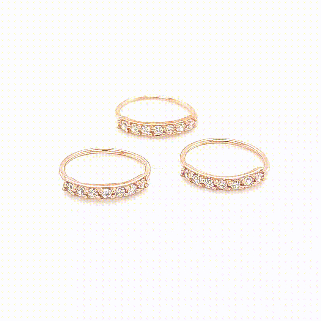 20G Hoop, 7 CZ Set Flexible Hoop-Gold Steel & Rose Gold