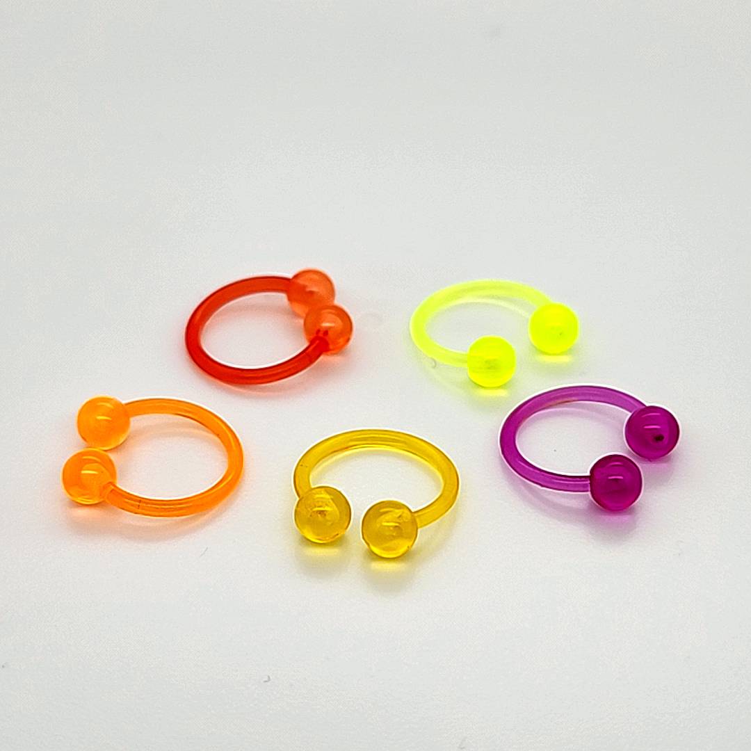 16G Acrylic 3/8" CBB Horseshoe-All UV 4mm