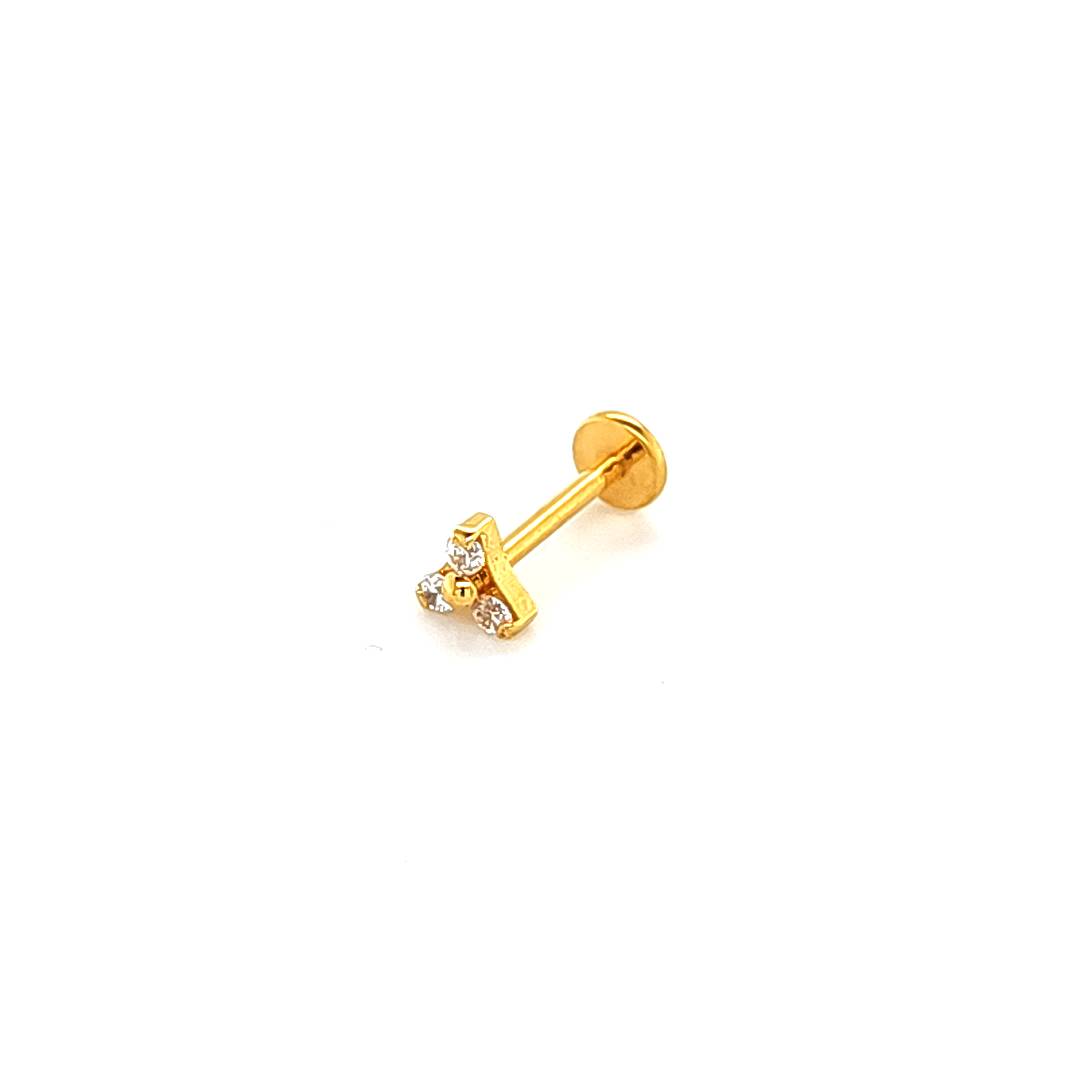 18g/16g Labret- Casting Trintiy CZ- Gold Steel