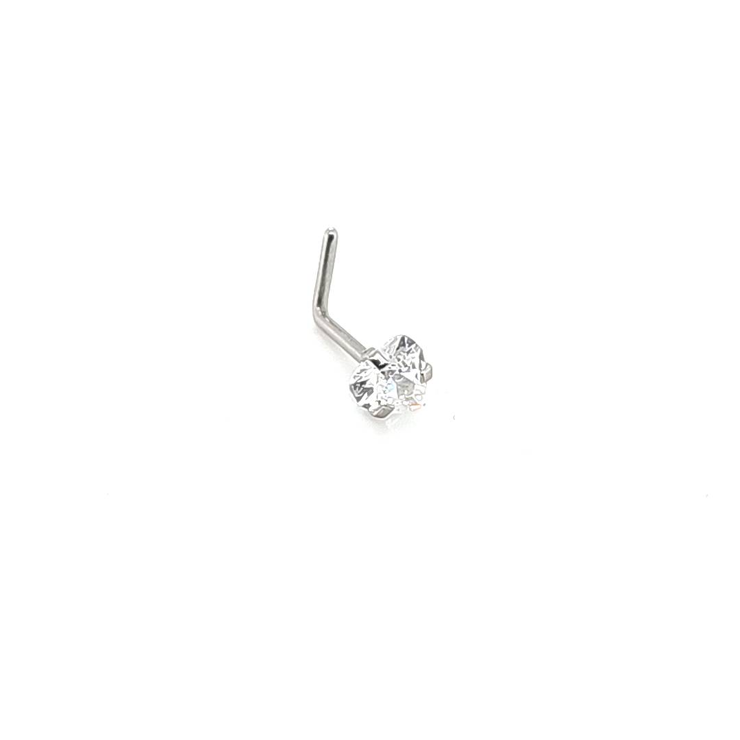 20G L Shape Heart CZ Set -316L S. Steel
