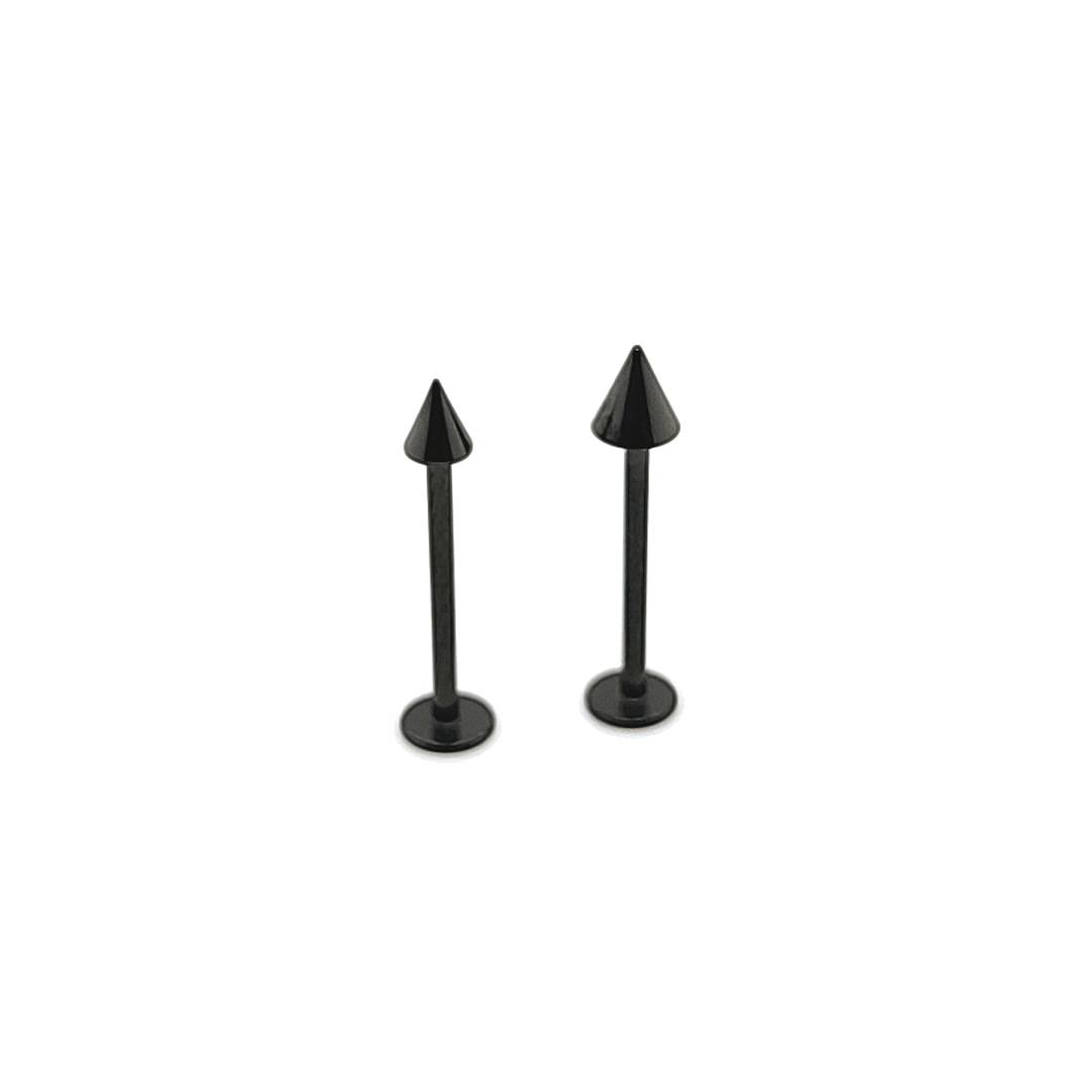 16G Long Labret, Cone-Black Steel