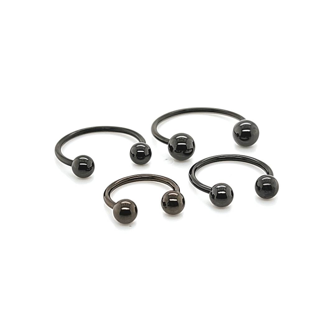16G CBB Horseshoe, 4&5mm Ball-Black Steel