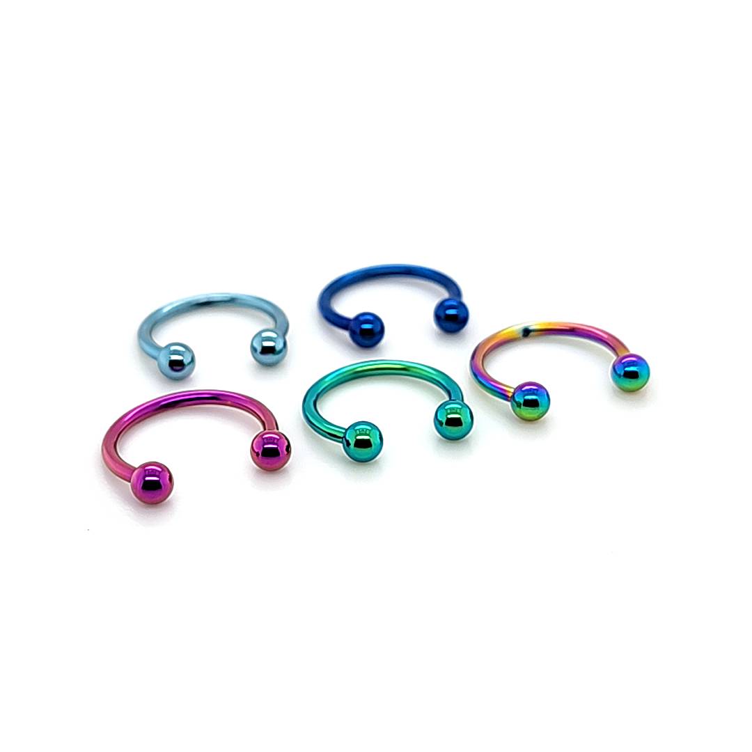 16G CBB Horseshoe, 3mm Ball-Color Steel