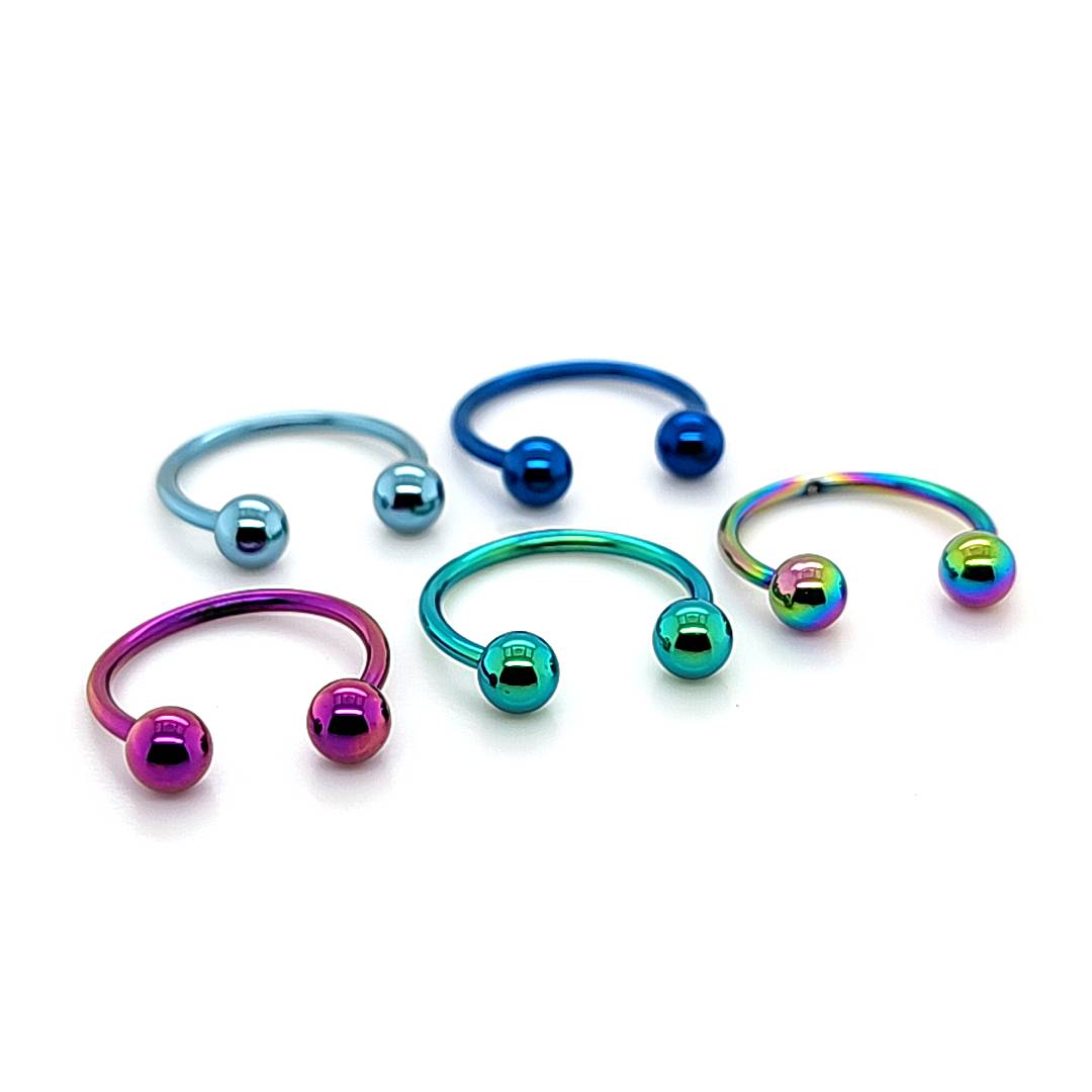 16G CBB Horseshoe, 4mm Ball-Color Steel