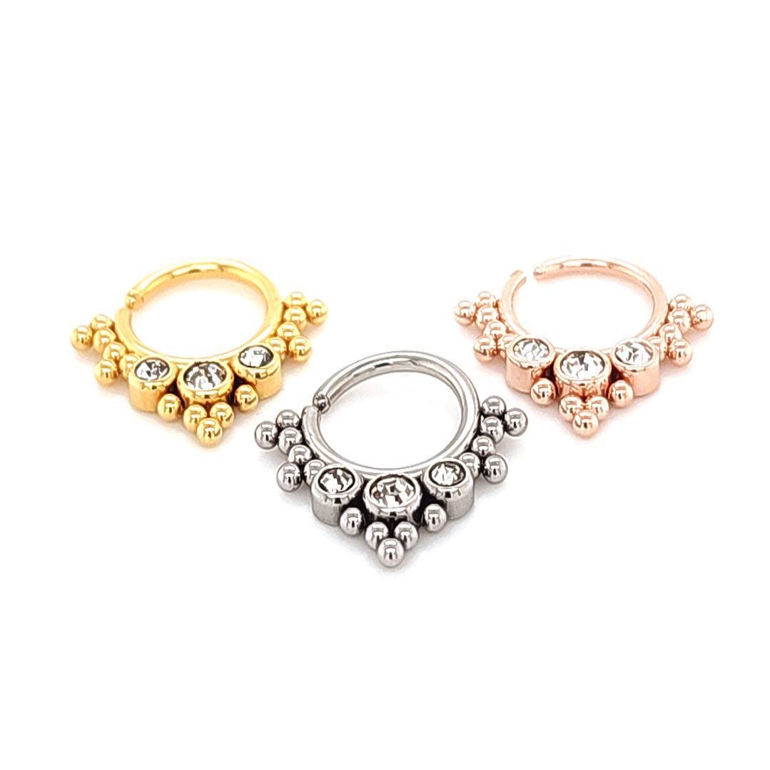 18G Septum, 3 Big Gem, Flexible- 316L S. Steel