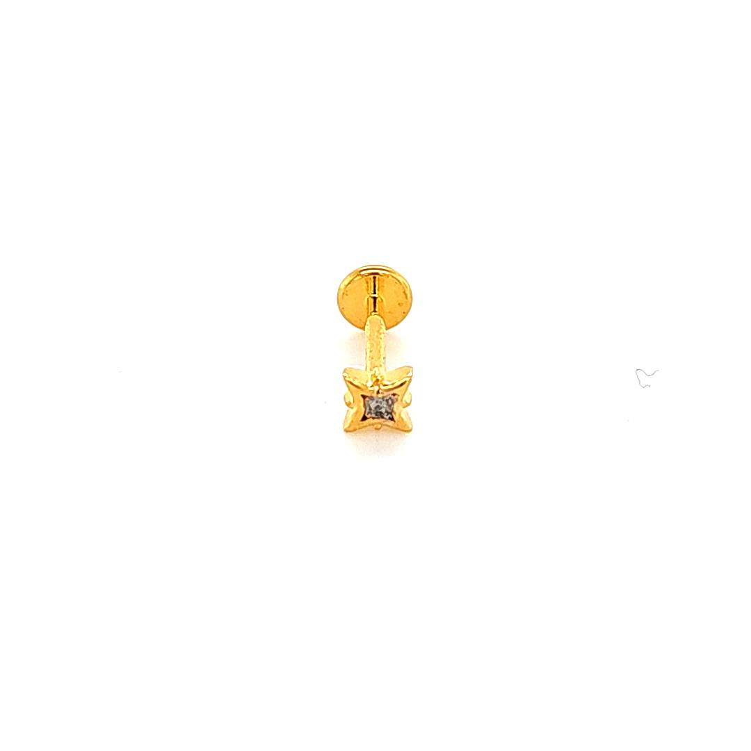 18G Labret- Casting Twinkle Star CZ- Gold Steel