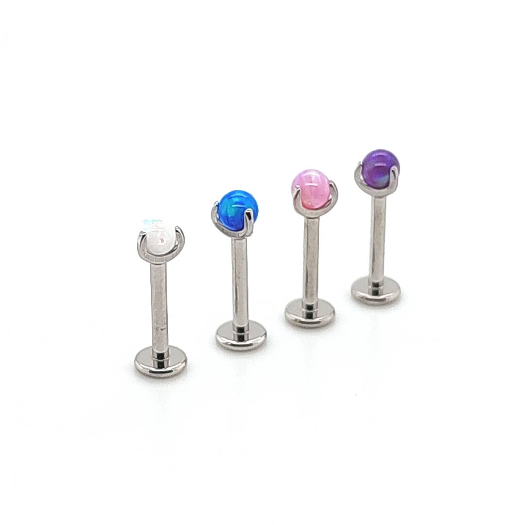 16G Labret, Opal Ball Claw Set -316L S. Steel