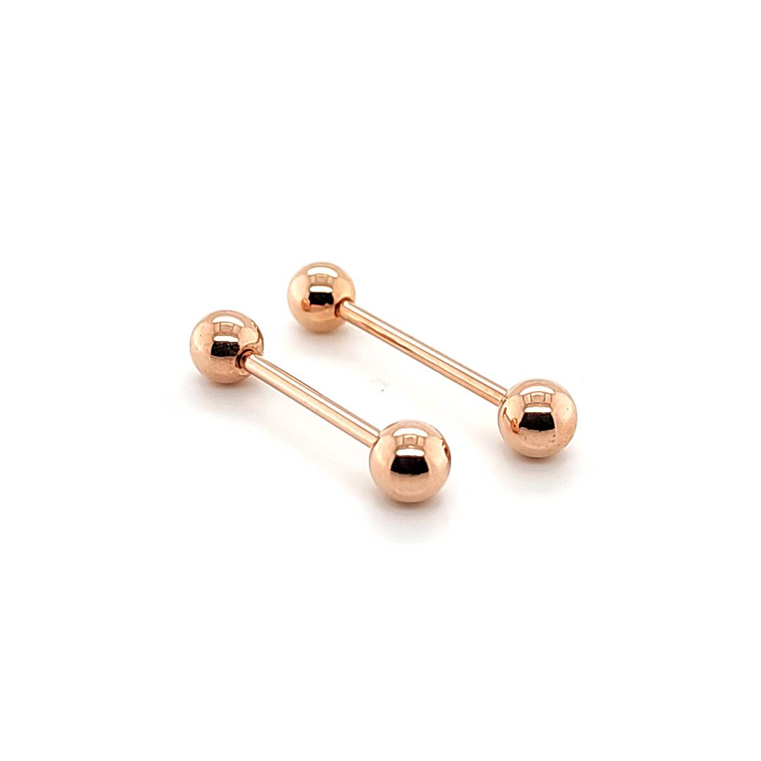 14G Nipple Rose Gold Barbell-Rosegold Steel