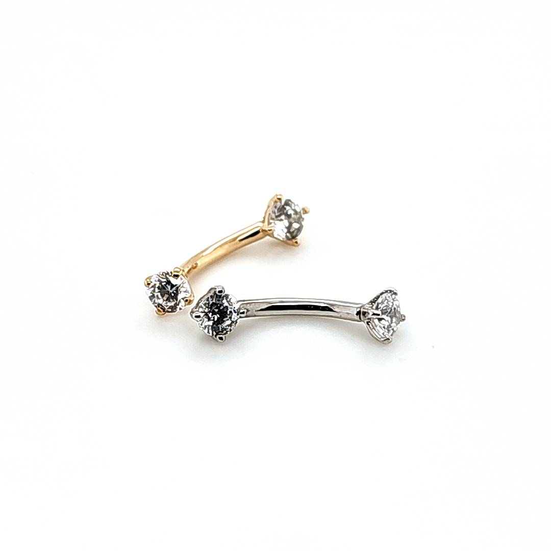 14K Gold- 16G CZ Rook/Curved Jewelry