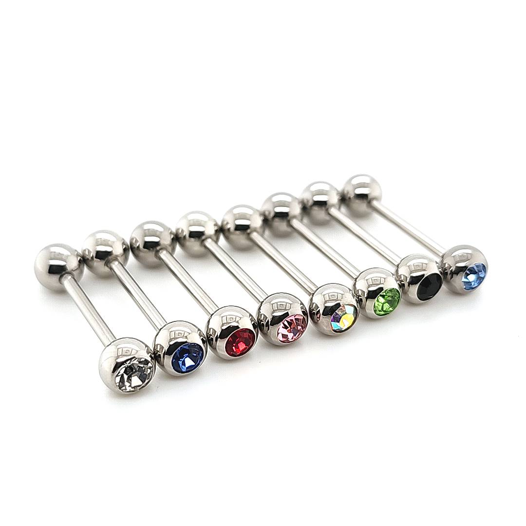 14G-5/8", 3/4" & 7/8" Barbell Jeweled-316L S. Steel