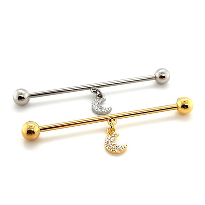 16G/14G Industrial Barbell Crescent Dangle