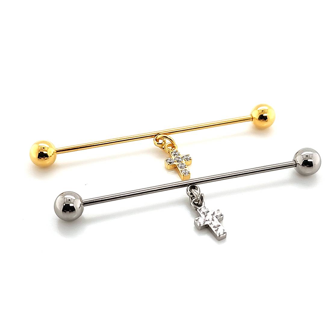 16G/14G Industrial Barbell Cross Dangle