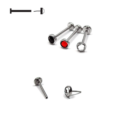 Labret 2.5 & 3.0mm Flat Stone 20G Push-In - 316L S. Steel