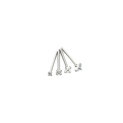 22G/20G Nose Stud, CZ Prong Set Fishtail-316L S. Steel