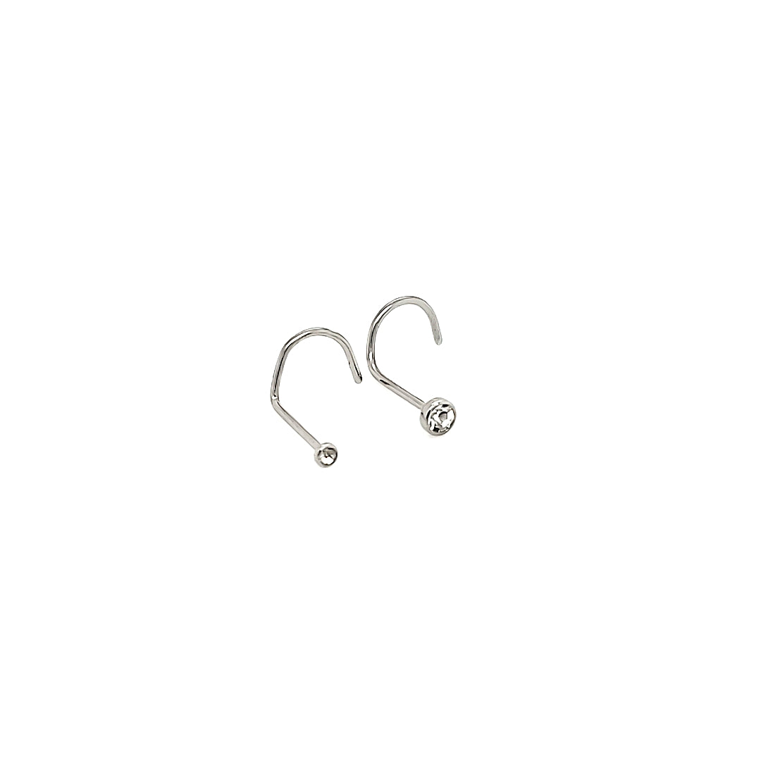 22G/20G Nose Screw, Jeweled- 316L S. Steel