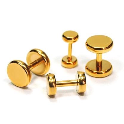 16G 4G~00G Round Fake Barbell-Gold Steel