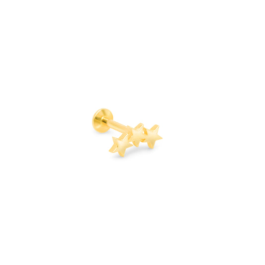 14K Gold- 18g/16g 3 Star Cluster Labret