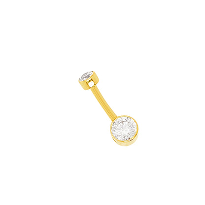 14K Gold- 14G Drum Style CZ Navel Ring