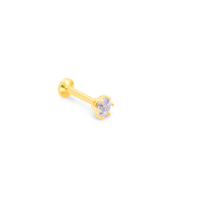 14K Gold- 18g/16g 6 Prong CZ Set Labret