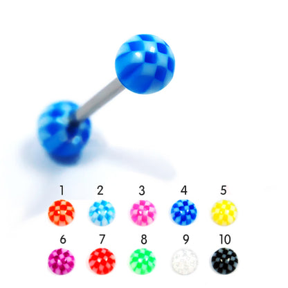 14G Acrylic Barbell-Checkered