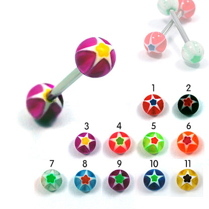 14G Acrylic Barbell-Star Glitter