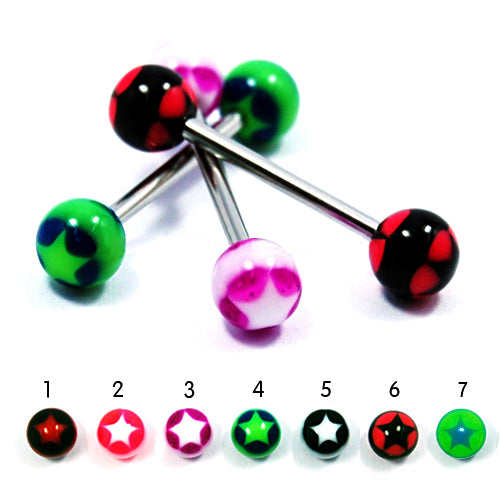 14G Acrylic Barbell-Star Inlay