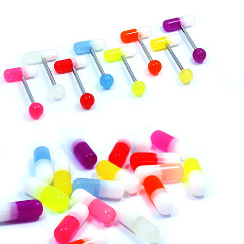 14G Acrylic Barbell-Glow Capsule