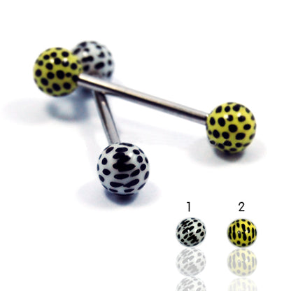 14G Acrylic Barbell-Leopard 1