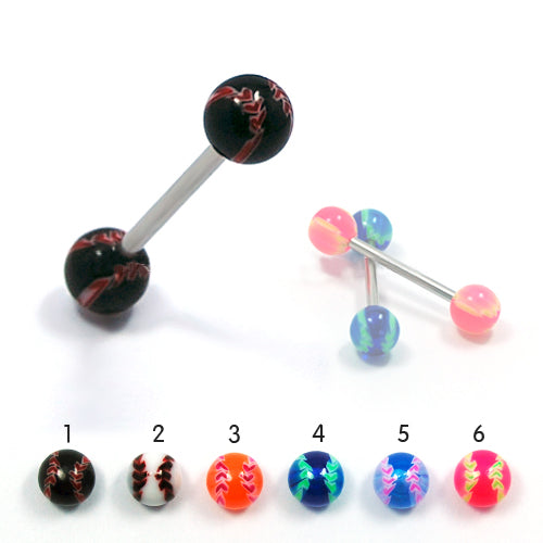 14G Acrylic Barbell #27 Baseball