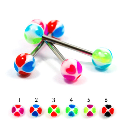 14G Acrylic Barbell #18 Heart Clover