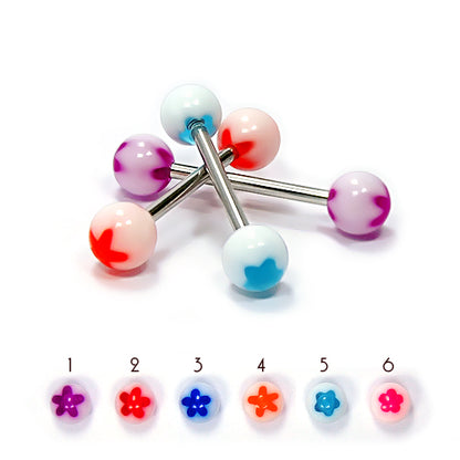 14G Acrylic Barbell-Flower