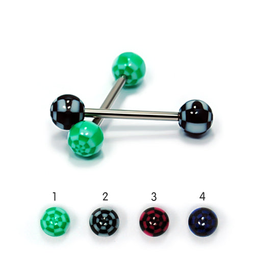 14G Acrylic Barbell-Checkered #2