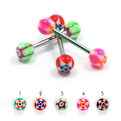 14G Acrylic Barbell #8 Multi Star