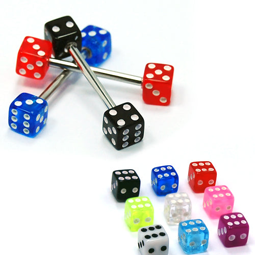 14G Acrylic Barbell-Dice