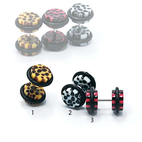 16G Acrylic Fake Barbell- Leopard