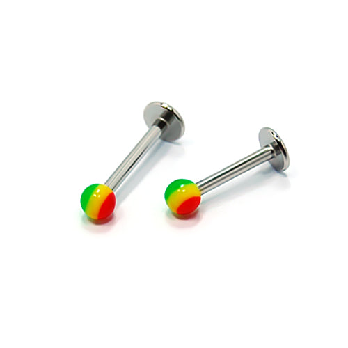 16G Acrylic Labret- Rasta