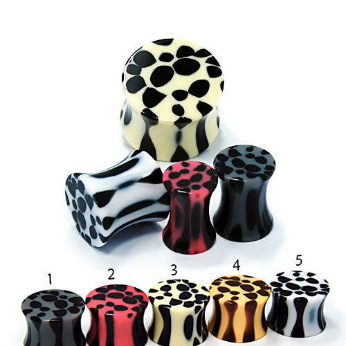 Acrylic-Double Flared Solid Plug, Leopard