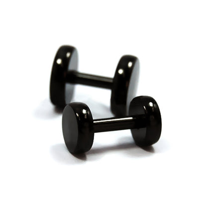 14G 4G~0G Round Fake Barbell-Black Steel