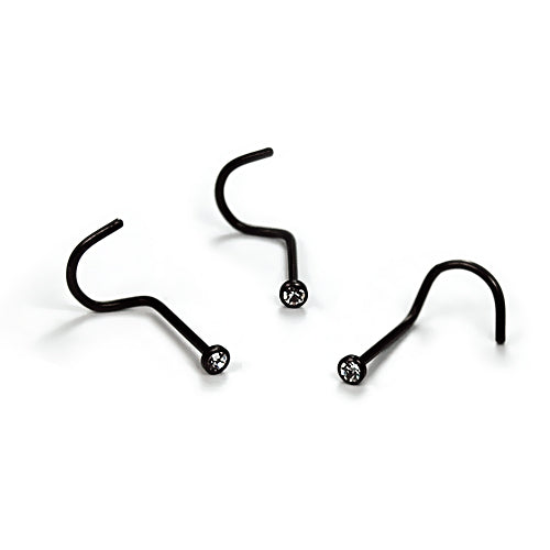 22G/20G Nose Screw, Jeweled-Black Steel