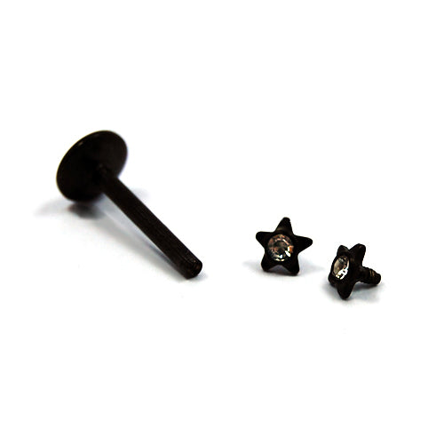 16G Labret,  Star Monroe Jeweled-Black Steel