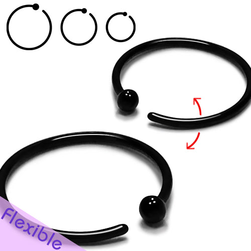 20G Hoop w/ Ball, Flexible-Black Steel