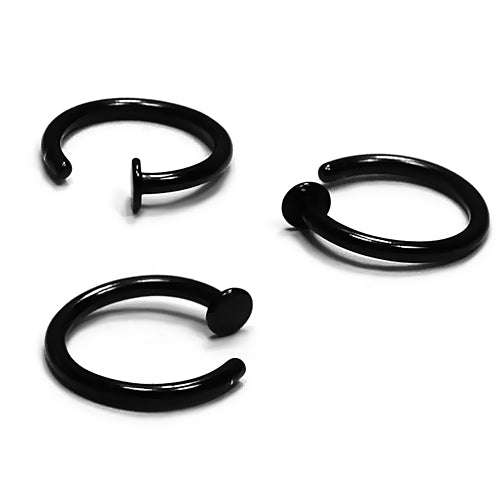 20G Hoop w/Stopper, Flexible-Black Steel