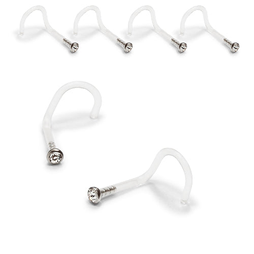 20G Nose Screw, Bio Flexible w/stone