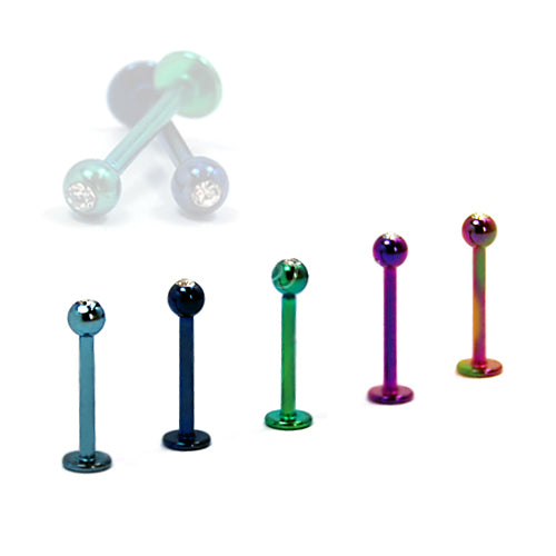 16G Labret, Jeweled-Color Steel