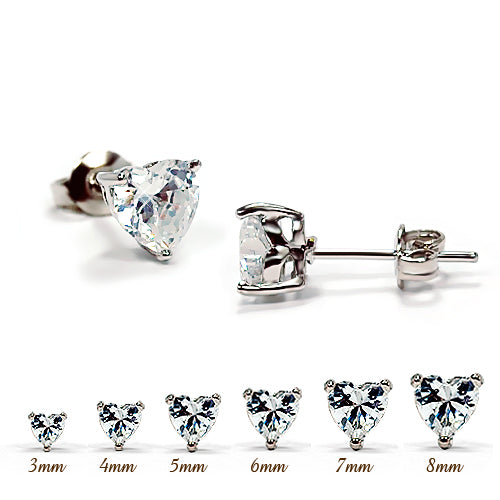 Heart Clear CZ Earring -White Gold